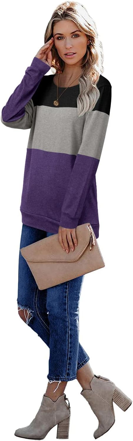 CRAZY GRID Womens Trendy Long Sleeve Shirts Casual Loose Soft Sweatshirt Fall Tops