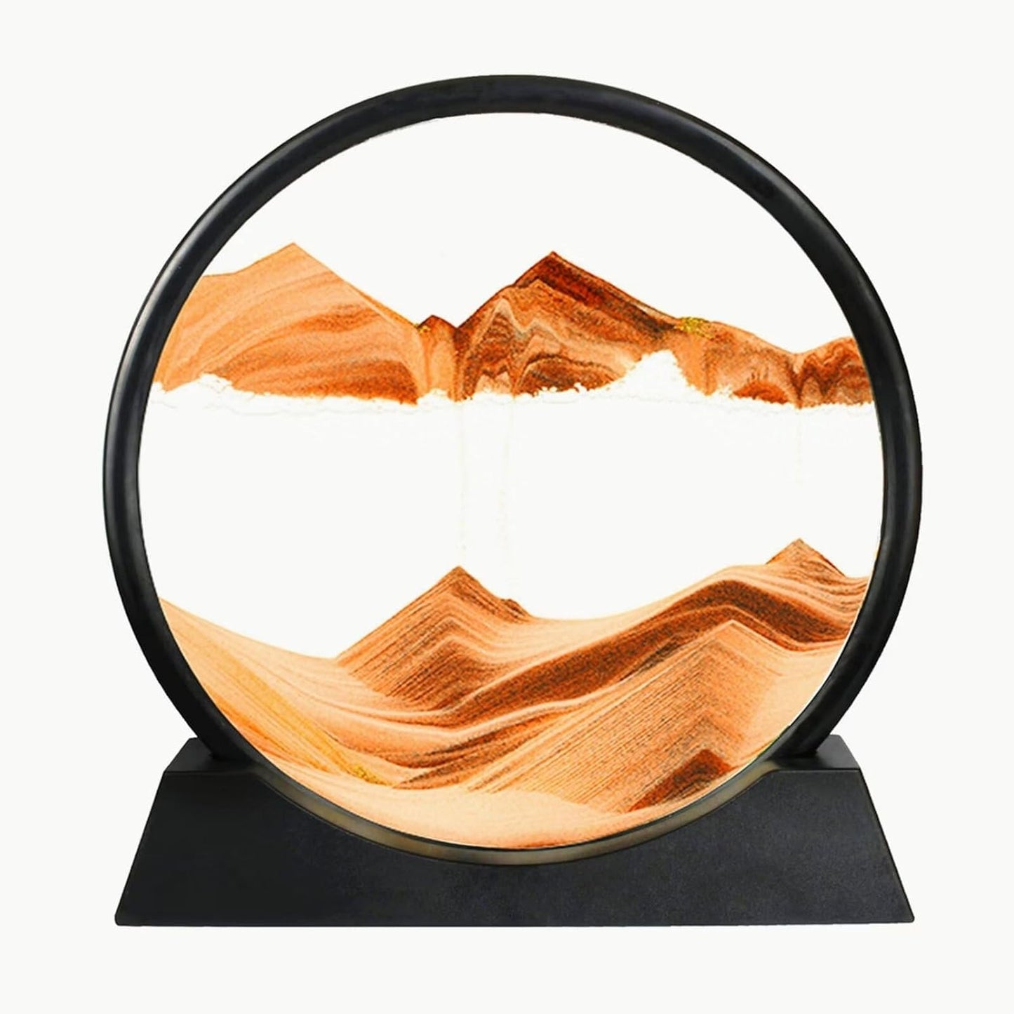 BGFJYUK Moving Sand Art Picture in Motion, Round Tempered Glass 3D Deep Sea Sandscapes with Display Flowing Sand Frame for Relaxing Desktop Home Office Work Décor for Kids Adults （Blue, 7inch