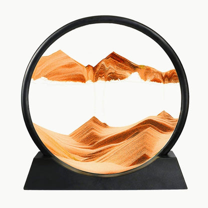 BGFJYUK Moving Sand Art Picture in Motion, Round Tempered Glass 3D Deep Sea Sandscapes with Display Flowing Sand Frame for Relaxing Desktop Home Office Work Décor for Kids Adults （Blue, 7inch