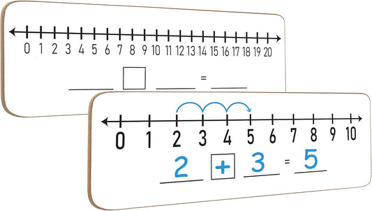 SCRIBBLEDO Dry Erase Number Line Board 4”x12” Inch Lapboard Double Sided White Board Featuring 0-10 Number Line On One Side 0-20 On The Other for Students Desk Whiteboard Math Manipulatives