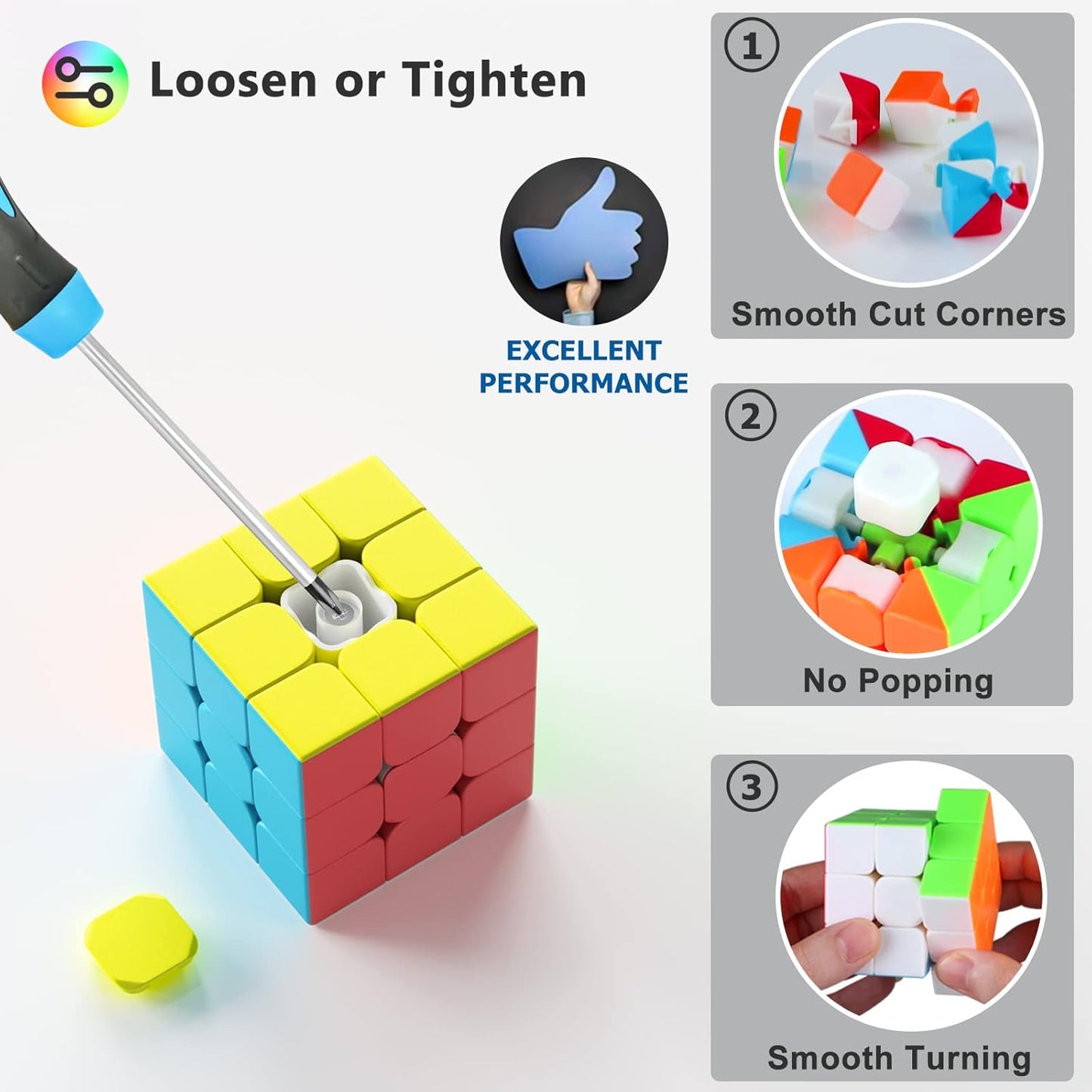Vdealen 3x3x3 Speed Cube Set, 6 Pack Speed Cube Bulk Magic Cube Set, School Classroom Prize for Students Birthday Party Favors Stocking Stuffers Gifts for Kids Teens Adults(Carbon Fiber Sticker)