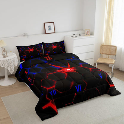 Castle Fairy Drum Kit Comforter Set,Musical Instruments Bedding Set for Kids Girls Women,Adults Rock Music Comforter,Neon Lighting Quilted Duvet Set Bedroom Collection Twin Size 2Pcs