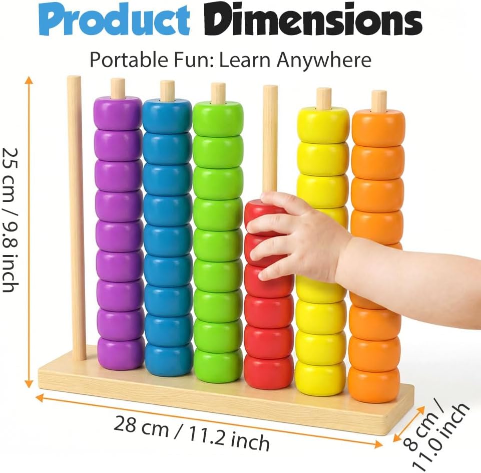 Color Matching Stacking Puzzle Game, 2026 Wooden Color Match Challenge Game Fast Color Stack Challenge Ring Stack Puzzle with Rings and Racks (2 Set)