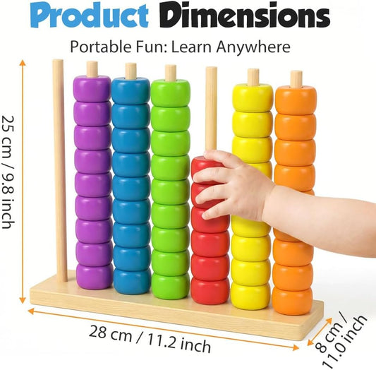 Color Matching Stacking Puzzle Game, Wooden Color Match Challenge Game Fast Color Stack Challenge Ring Stack Puzzle with Rings and Racks (2 Set)