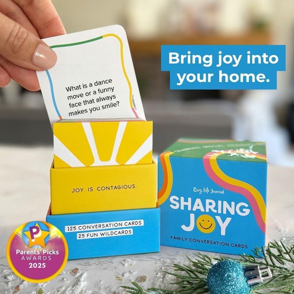 Big Life Journal – Sharing Joy Conversation Cards – 150 Prompts to Spark Joy, Gratitude & Meaningful Conversations – Gift for Families, Kids & Parents for Holidays, Road Trips & Family Dinners