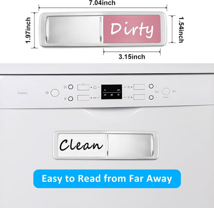 Dishwasher Magnet Clean Dirty Sign, Slide Strong Clean and Dirty Refrigerator Magnet Indicator for Dishwasher, Non-Scratch, Easy to Read, Self-Adhesive for Non-Magnetic Dishwasher（LightGray Brown）