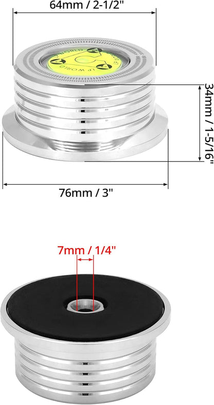 QWORK Record Weight Phono Disc Stabilizer, 60HZ Record Weight Stabilizer, with Bubble Leveling (60Hz, Silver)