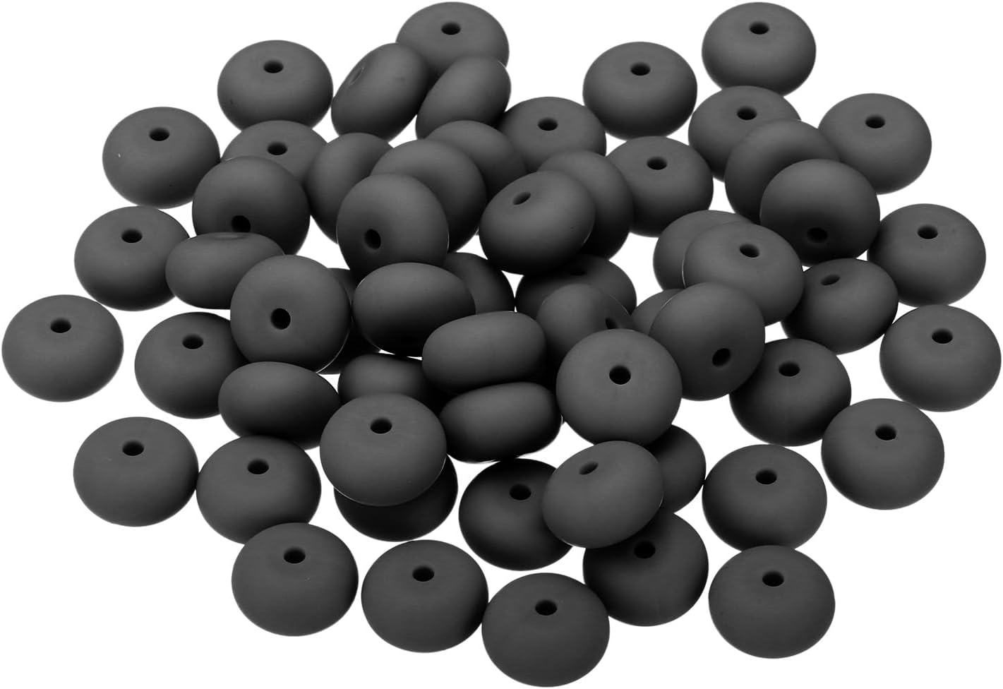 PATIKIL 14mm Silicone Beads, 60PCS Silicone Beads Bulk Abacus Spacer Beads Lentil Focal Cute for Pens Keychain Bracelets Necklace, Black