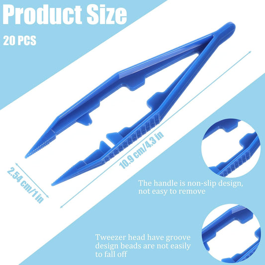 FdcLixuvol 20 Pcs Plastic Tweezers Beads Tweezers, 5 Assorted Colors 4.3 Inch Craft Forceps Kids for DIY Craft Jewelry Making, Family, Home, Classroom, School, Beading Project, Creative Game