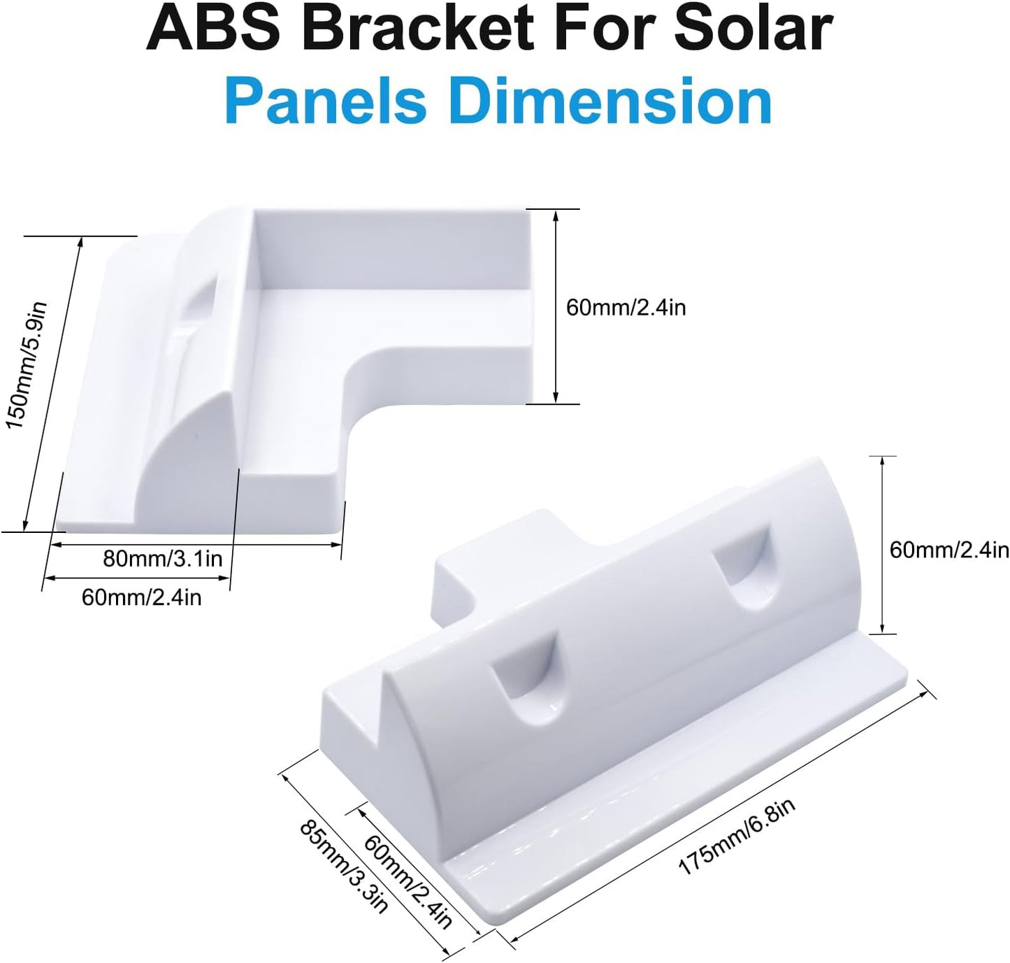 Solar Panel Mounts Bracket Set of 4pcs (White), Drill Free ABS Corner Roof Brackets Mounting Kit, Durable Solar Mount Rack Accessories for RVs, Trailers, Boats, Yachts, Vans, Carports
