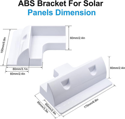 Solar Panel Mounts Bracket Set of 4pcs (White), Drill Free ABS Corner Roof Brackets Mounting Kit, Durable Solar Mount Rack Accessories for RVs, Trailers, Boats, Yachts, Vans, Carports