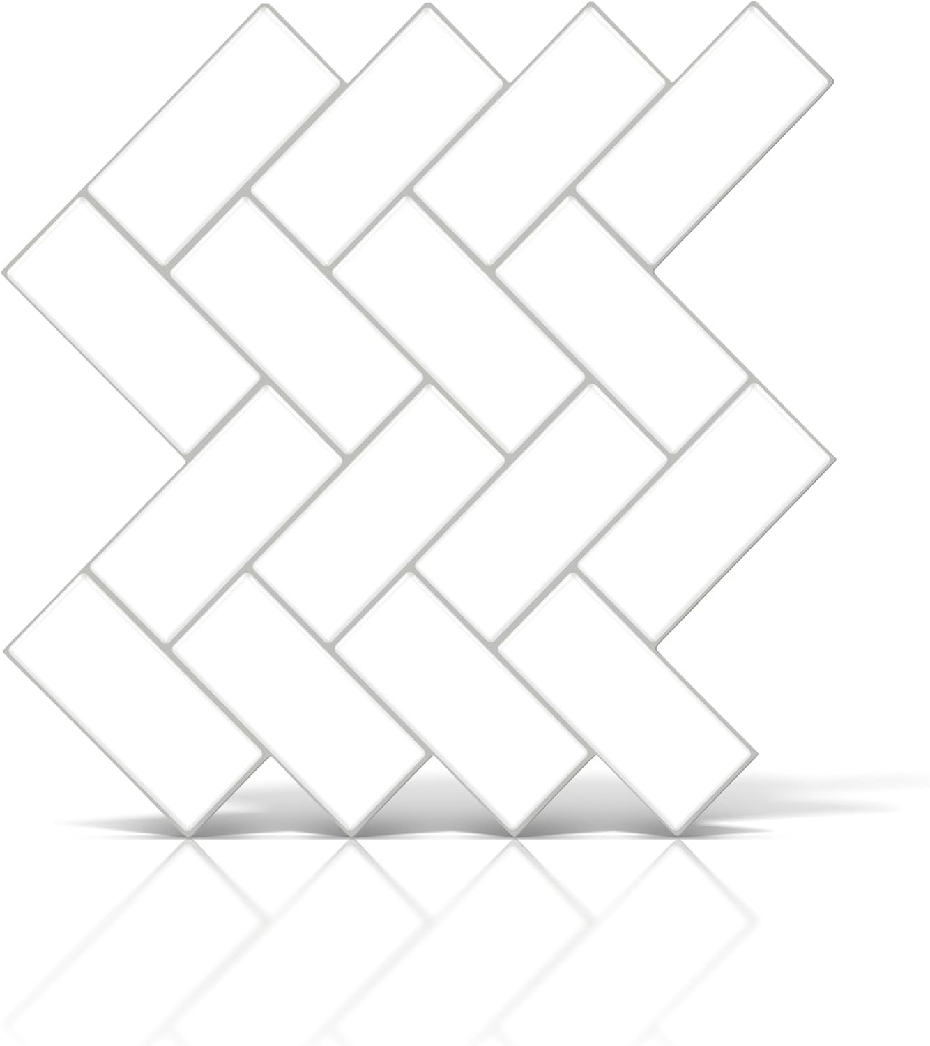 VViViD 11 Sheets Peel and Stick Grey Gloss Faux Ceramic Brick Wall Tiles, Self Adhesive Backsplash 12”x12”, 2mm Thick Kitchen, Bathroom (11 sq. ft.)