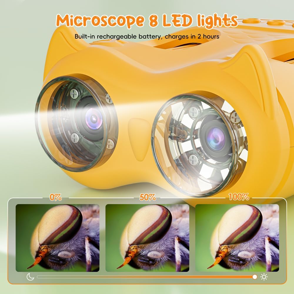 2-in-1 Kids Microscope Telescope, Temodu 2.0" 1000X Digital Microscope for Kids, HD Portable Education Telescope for Kids Birthday Festival Gift, Science Fun Toys for Children Age 4-12 (Purple)