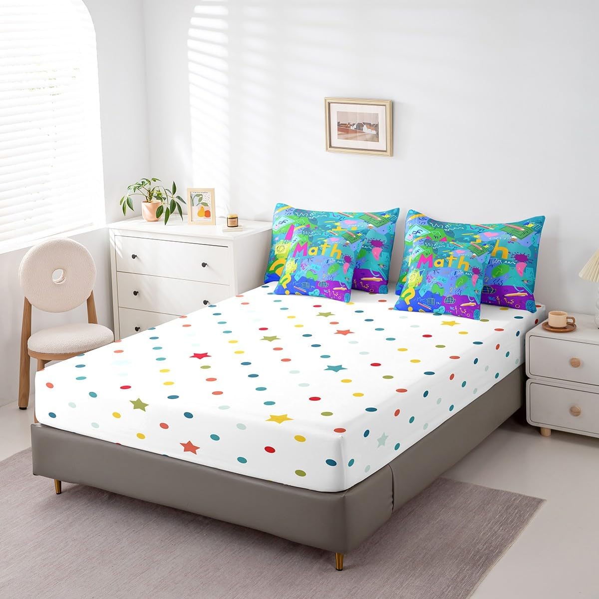 Erosebridal Chemical Equation Bed in a Bag Queen Comforter Set 7 Piece,Chemistry Bedding Sets Science Students Learning Gift Sheet Set with Comforter,Molecular Formula Education Bed Set - Colors B
