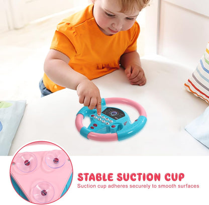 TOYANDON Kids Steering Wheel - Toddler Steering Wheel Toy, Simulated Driving Racing Car Game Controller, Pretend Driving Toy with Light and Music Electric Sounding Effects for Boys Girls (No Battery)