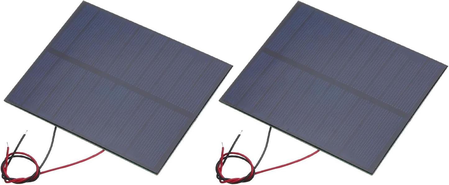 MECCANIXITY 2 Pcs 5.5V 0.44W 70mA Mini Solar Panels, Small Polycrystalline Solar Cell Panel with 2 Cable for DIY Electric Toy Materials Kits Charger, 60mm x 60mm