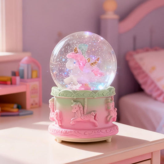 Unicorn Snow Globes,Kids Music Snowglobes with LED 7 Colors Lights,Automatic Snow Fall Effect,Home Decor for Children Room Essentials,Christmas or Birthday Gifts for 3-15 Year Old Girls