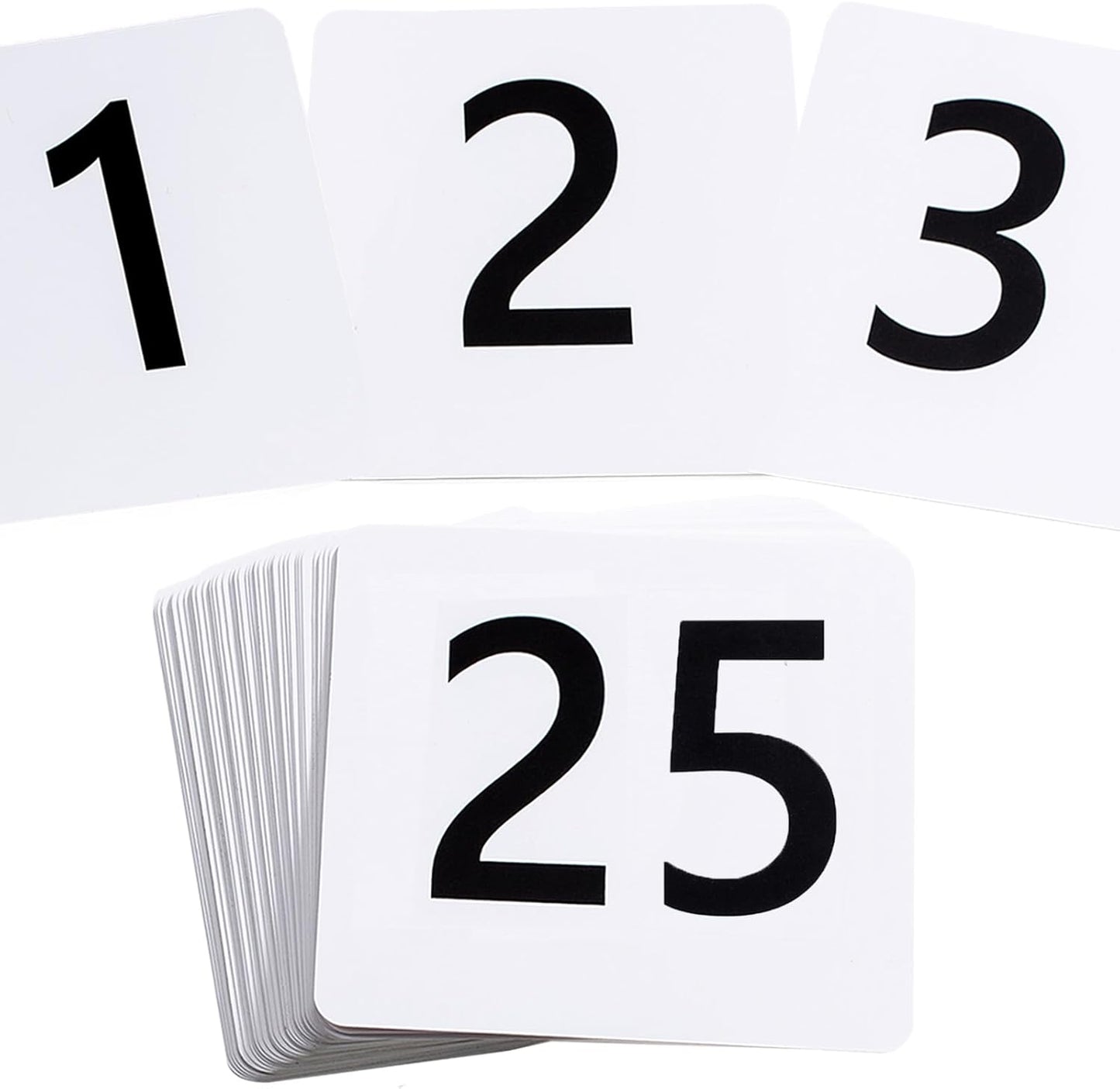 Toncoo 50Pcs Table Numbers 1-50, 3.7x4 Inch Plastic Table Numbers, Double Sided Table Number Cards - for Wedding Reception Restaurant Table Numbers Place Cards, White