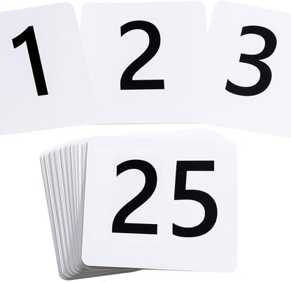 Toncoo 50Pcs Table Numbers 1-50, 3.7x4 Inch Plastic Table Numbers, Double Sided Table Number Cards - for Wedding Reception Restaurant Table Numbers Place Cards, White