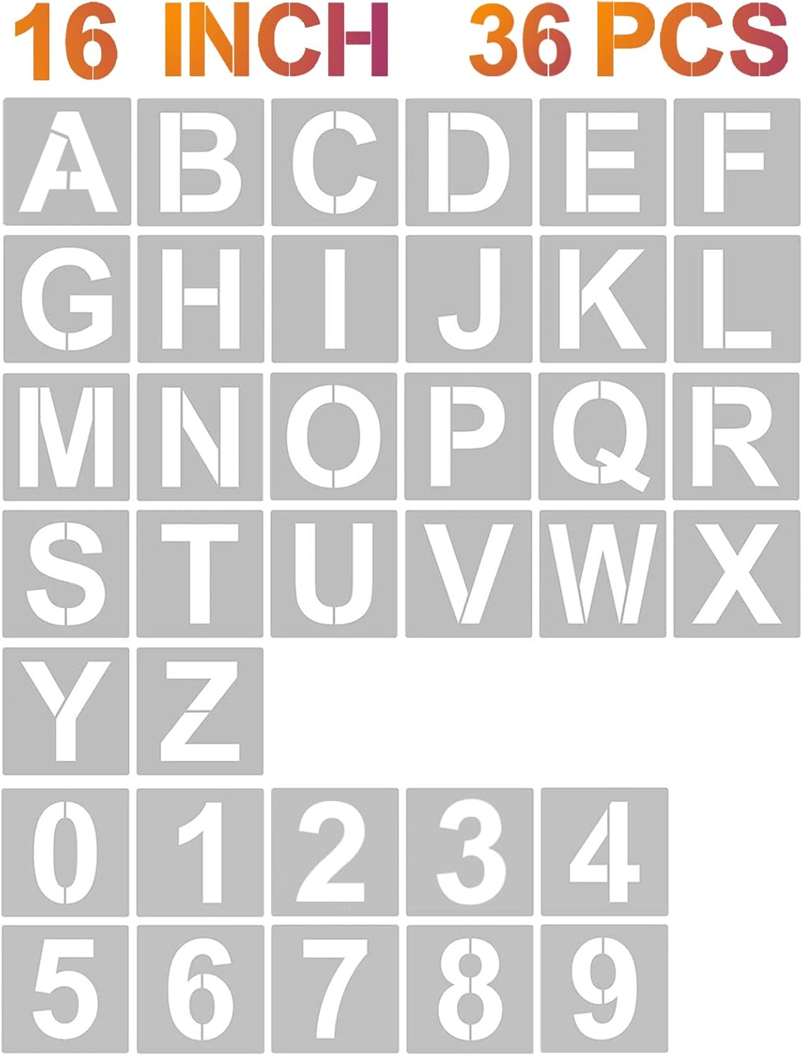 4 Inch Letter Stencils and Numbers, 36 Pcs Alphabet Art Craft Stencil, Reusable Plastic Templates for Wood, Wall, Fabric, Rock, Signage (4 Inch)