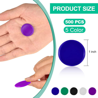 Coopay 500 Pieces Plastic Learning Counters Disks Bingo Chip Counting Discs Markers for Math Practice and Poker Chips Game Tokens Kids Reward, 1 Inch (Yellow)