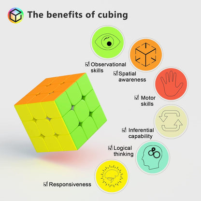 Vdealen 3x3x3 Speed Cube Set, 6 Pack Speed Cube Bulk Magic Cube Set, School Classroom Prize for Students Birthday Party Favors Stocking Stuffers Gifts for Kids Teens Adults(Carbon Fiber Sticker)
