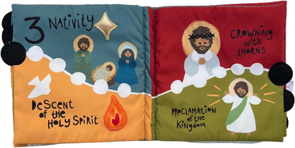 Rosary Quiet Book for Babies and Toddlers - Explore The Mysteries of The Rosary Through Play - Interactive Faith-Based Sensory Learning - Ideal for Family Prayer and Baptism Gifts