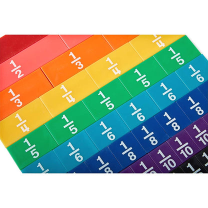 hand2mind Plastic Rainbow Fraction Tiles, Montessori Math Materials, Fraction Manipulatives, Unit Fraction, Fraction Bars Math Manipulatives, Fraction Games, Homeschool Supplies (Set of 51)