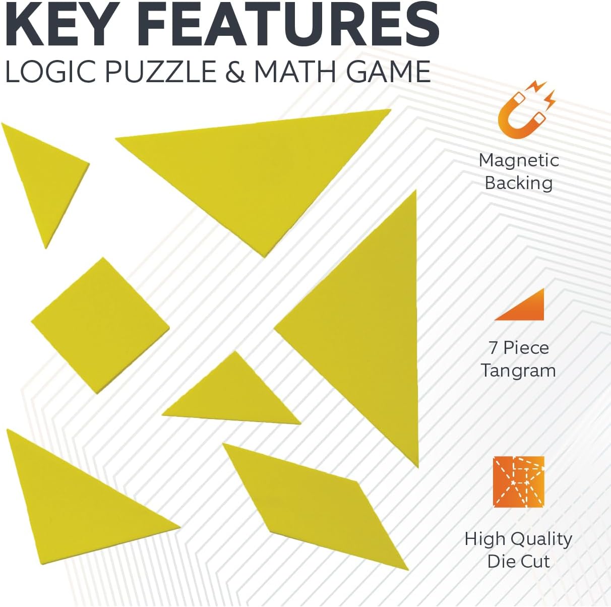 Yellow Tangram Puzzle - Educational, Logic Puzzle, and Maths Game for Kids and Adults - Pack of 5