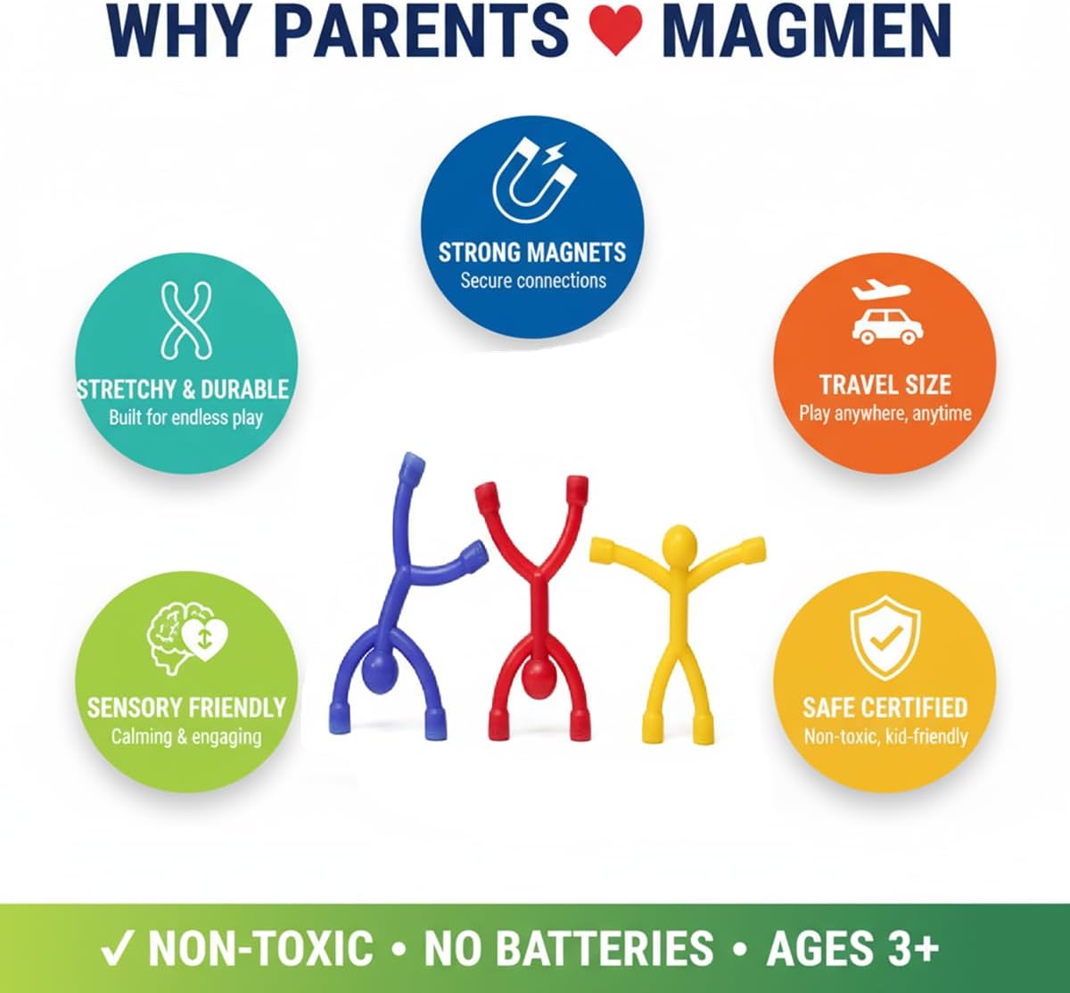 MAGMEN Magnetic Fidget Toys 10PC Opaque Set, STEM Magnetic Building Figures for Kids, Sensory Toys for ADHD Autism, Stocking Stuffers, Travel Toys, Desk Toys for Adults, Easter Basket Stuffers