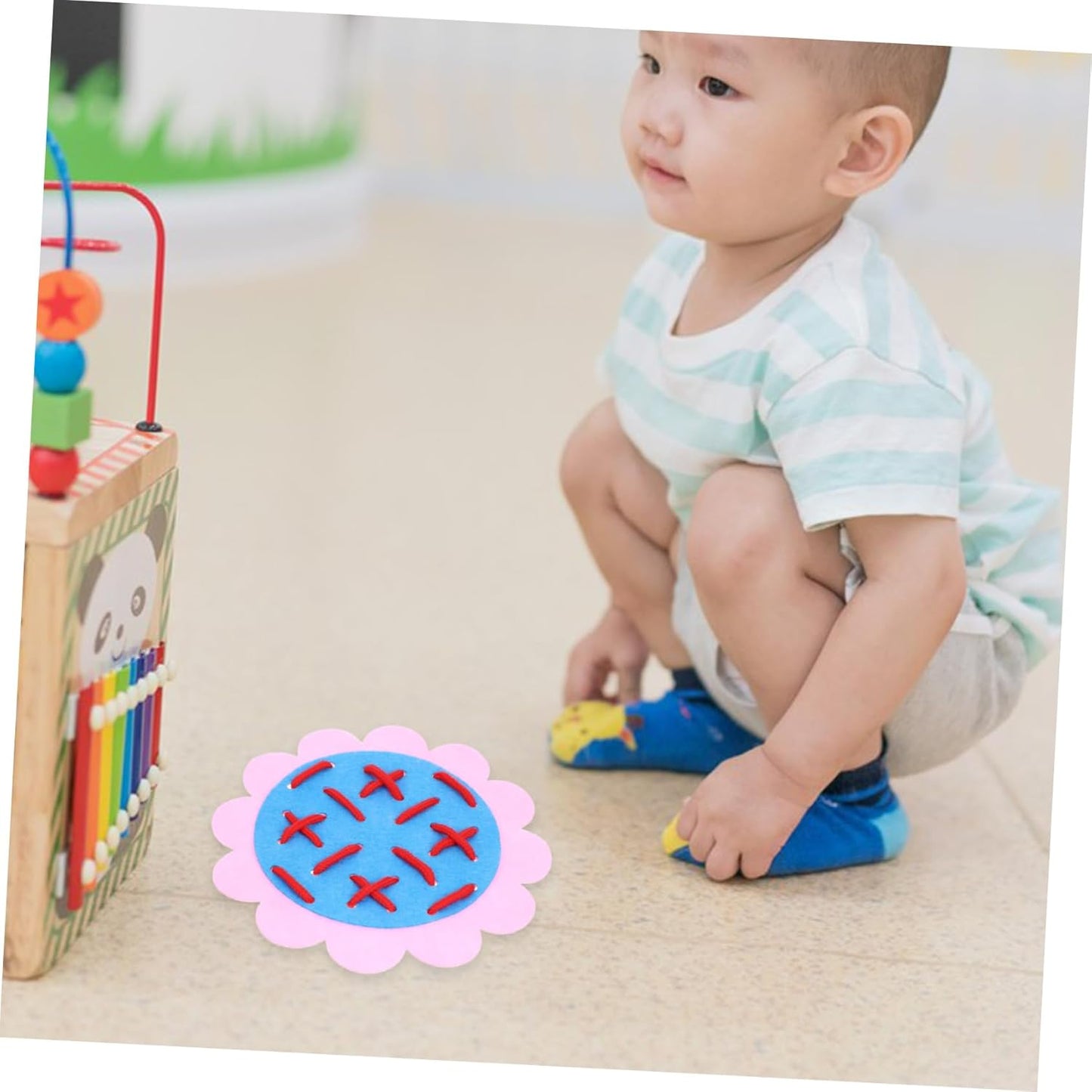YARNOW 1Set Lacing for Non Woven Threading Activity with Edges for Fine Motor Skills Development and Early Learning Travel Fun