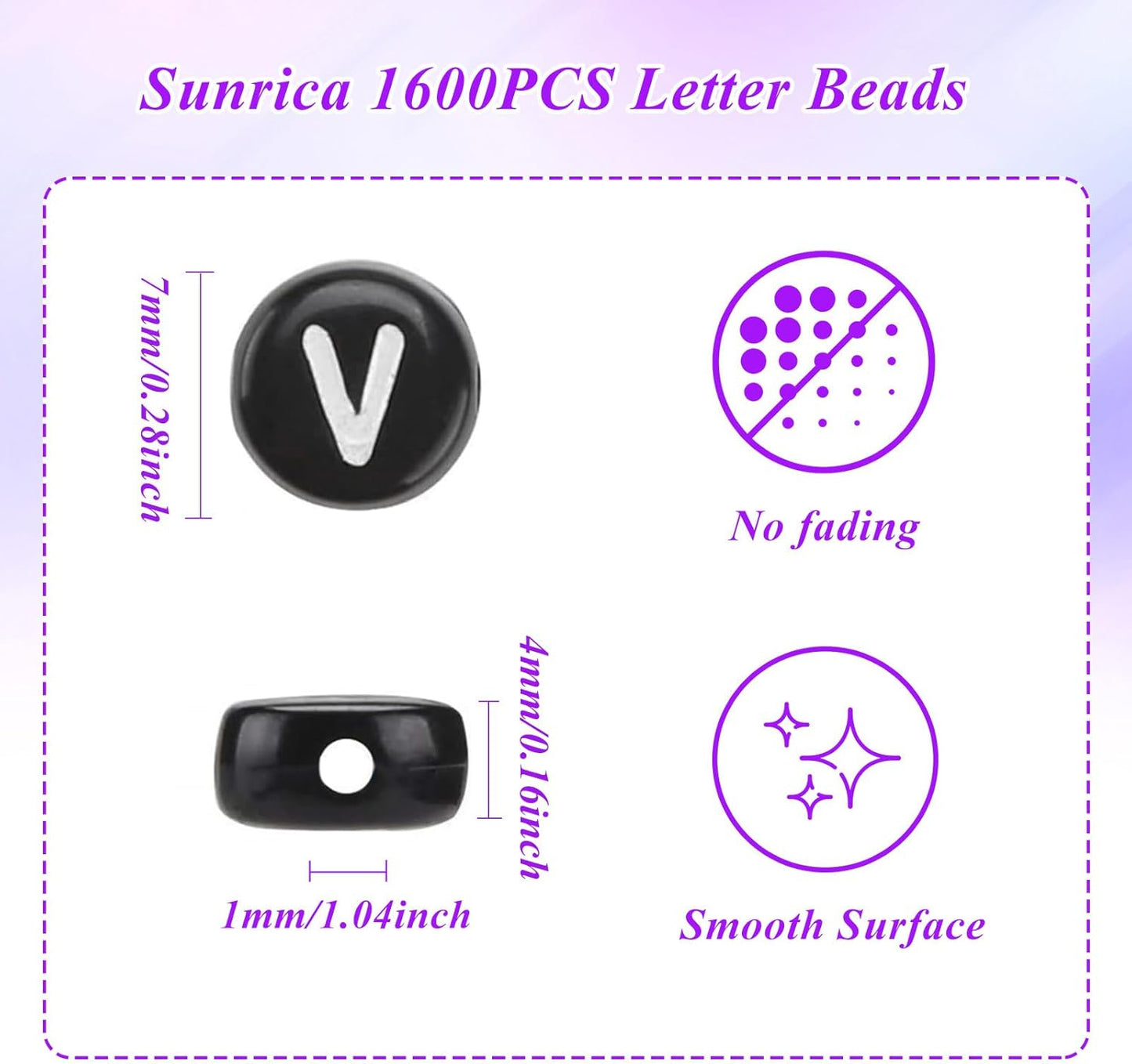 1600Pcs White and Silver Round Letter Beads A-Z, 4X7mm Acrylic Alphabet Beads for Jewelry Making