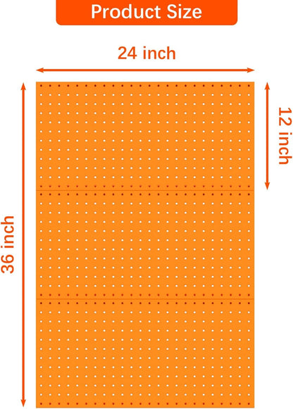 TORACK 3 PCS Metal Pegboard Panels(12x24 inch) for Wall Garage Tools Storage Pegboard for Workbench, Modular Peg Board Tool Organizer Board Kit(Pack of 3, Orange)