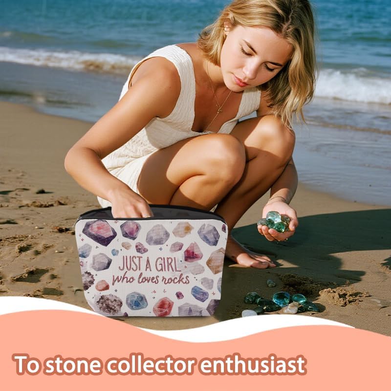 Rock Collecting Bag for Kids Rock Collectors Bag for Collecting Rocks Lovers Christmas Birthday Gift for Daughter Niece Just A Girl Who Loves Rocks for Rock Hunter