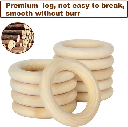 APACALI 20PCS Wood Rings for Crafts 4 Inch Large Natural Unfinished Wooden Ring 96mm Smooth Solid Smooth Wood Macrame Rings for DIY Crochet Wood Hoops Connectors Jewelry Making