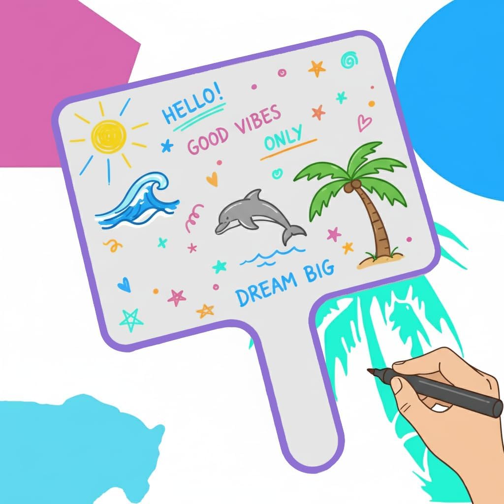 10''X 8'' Dry Erase Paddles with Markers & Erasers – Dry Erase Boards with Handles Double-Sided Small Whiteboards for Classroom, Teaching, Learning, and Group Activities (6)