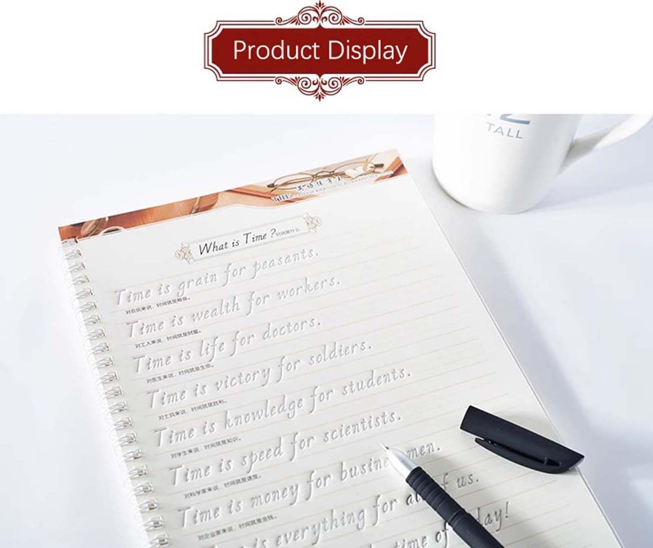 Italic 3D Groove Practice English Calligraphy Copybook Handwriting Practice Book for Adults and Kids