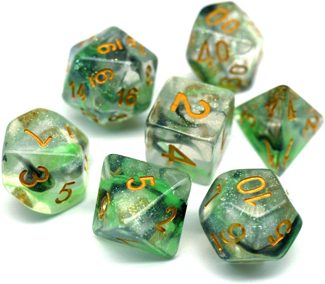 Polyhedral DND Dice Set RPG Rainbow Dice for Dungeons and Dragons(D&D) Role Playing Game,MTG,Pathfinder,Table Game,Math Games Dice Set with Dice Pouch