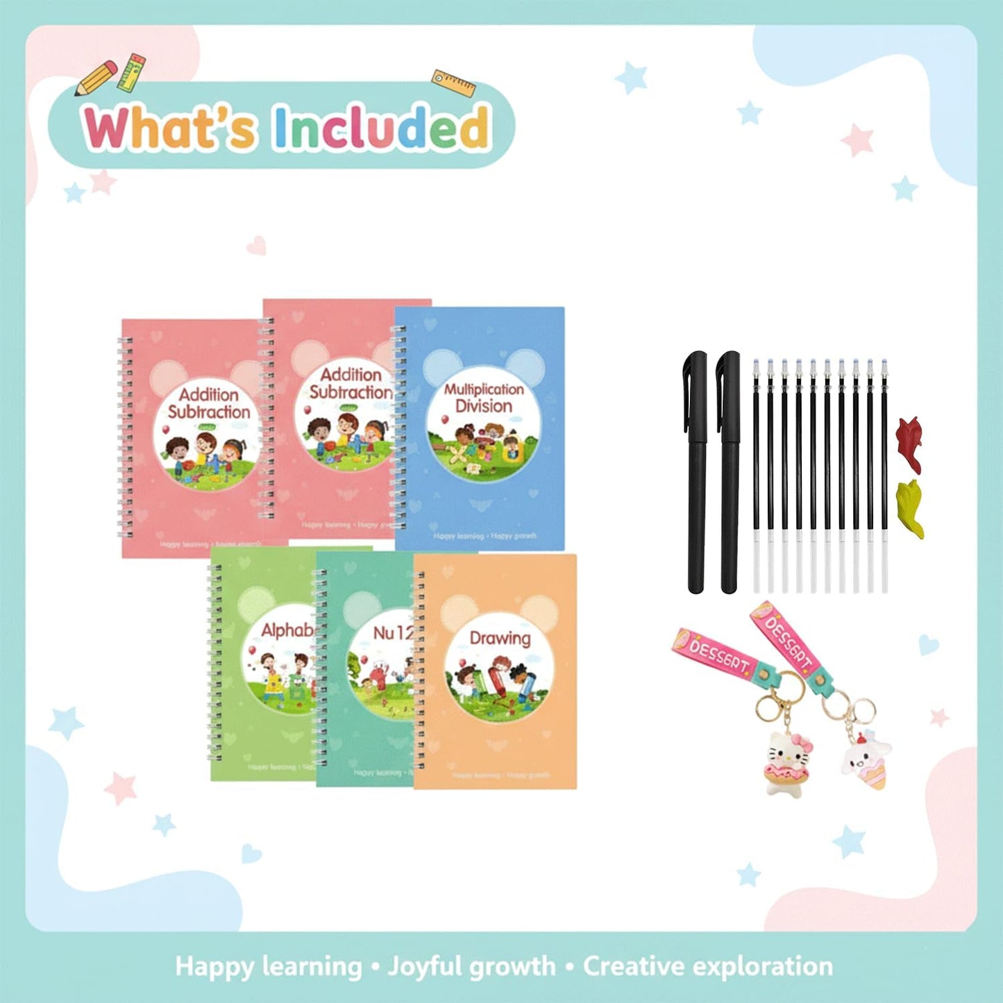 Magic Grooved Writing Practice for Kids Age 3-5 - Grooved Writing Books for Kids 3-5 - Reusable Handwriting Workbooks - Preschool Tracing Books, Disappearing Ink Pens & Grips - Great Gifts for Kids