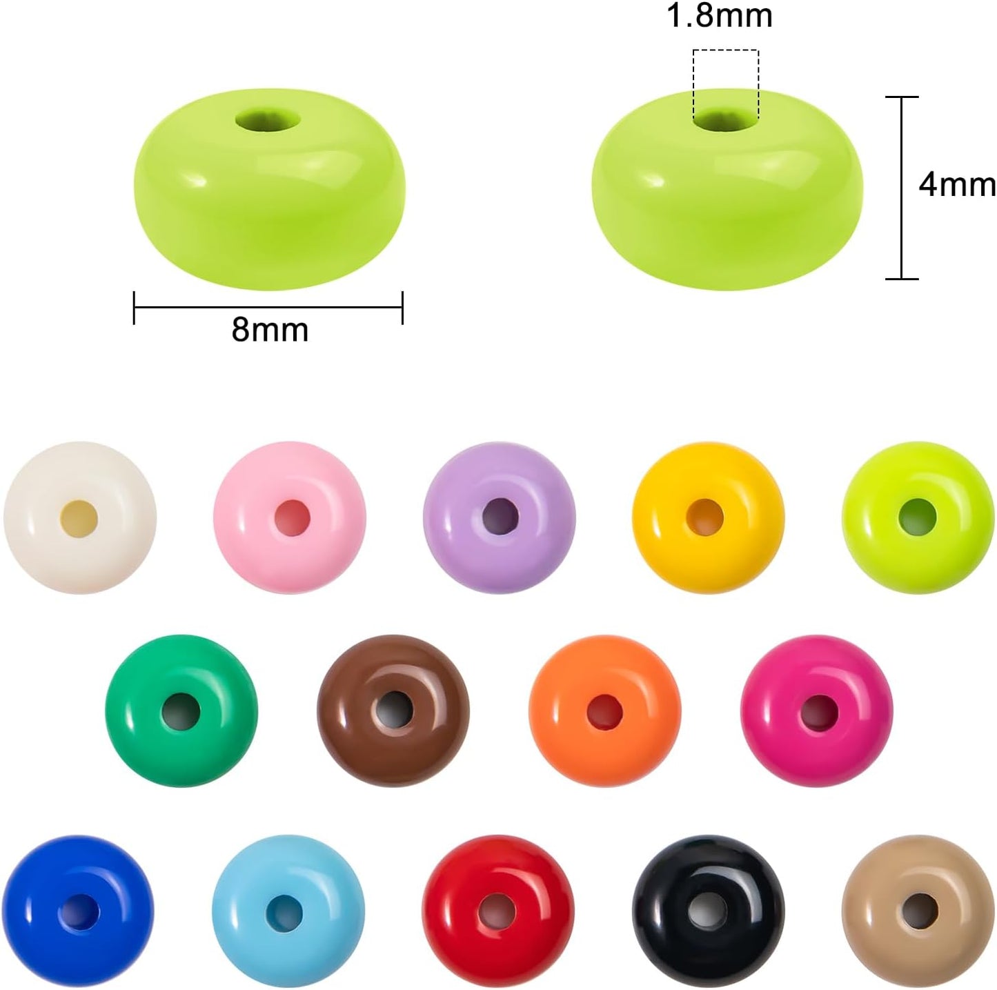 500PCS 8mm Acrylic Lentil Beads, White Abacus Beads Loose Beads for Crafts, Acrylic Spacer Beads for Jewelry Bracelet Necklace Making, Beads for Pens Charms Crafts, Small