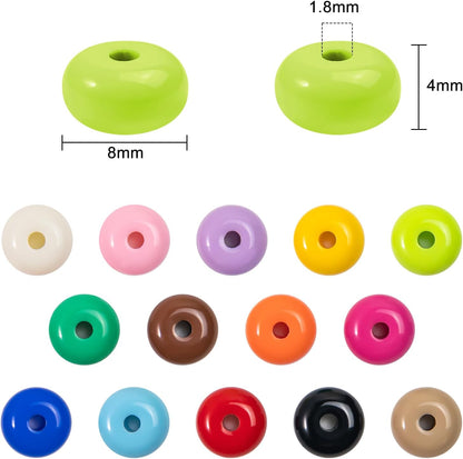 500PCS 8mm Acrylic Lentil Beads, White Abacus Beads Loose Beads for Crafts, Acrylic Spacer Beads for Jewelry Bracelet Necklace Making, Beads for Pens Charms Crafts, Small