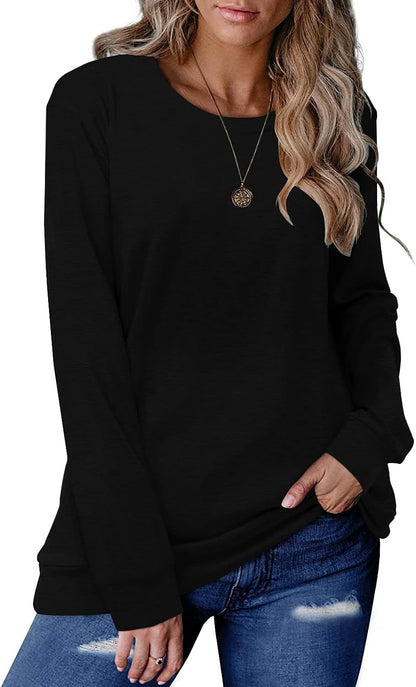 CRAZY GRID Womens Trendy Long Sleeve Shirts Casual Loose Soft Sweatshirt Fall Tops