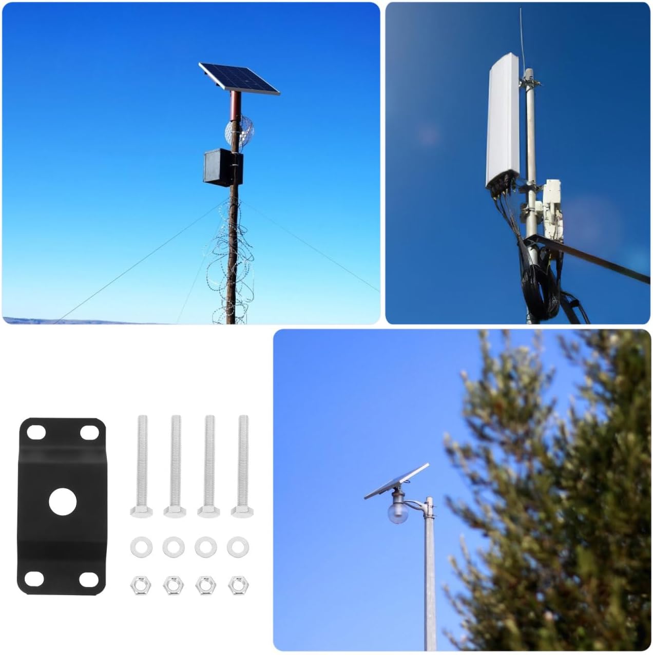 Toyvian Solar Light Mounting Bracket for Outdoor Use Adjustable Pole Mounting Kit Compatible Street Light Fixtures Solar Panel Pole Accessories