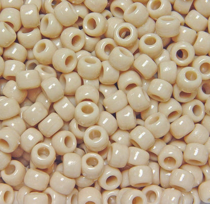 JOLLY STORE Crafts - Pony Beads, Easy-to-Use Reusable Jewelry-Making/Bracelet Beads for Art, Craft Decorations & More, 9 x 6 mm, Crafted in The USA, Opaque Tan, 500 pcs (Pack of 1)