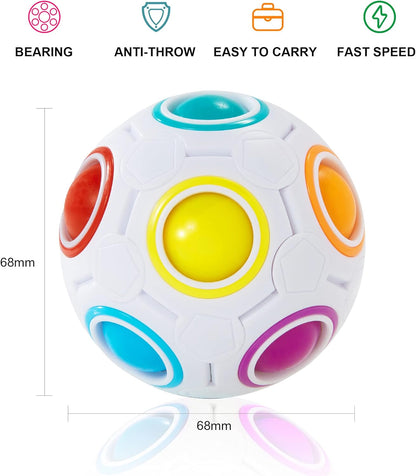Vdealen Magic Rainbow Puzzle Ball, Fidget Ball Puzzle Brain Teaser Fidget Toy- Birthday Party Easter Valentines Day Christmas Stocking Stuffers for Kids Teen & Adults(Pink&Blue&Green)
