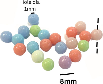 8mm Glass Beads Round Bulk for Bracelet, Glow in Dark Beads, DIY Jewelry Windchime Suncatcher Party Supplies, 300 pcs