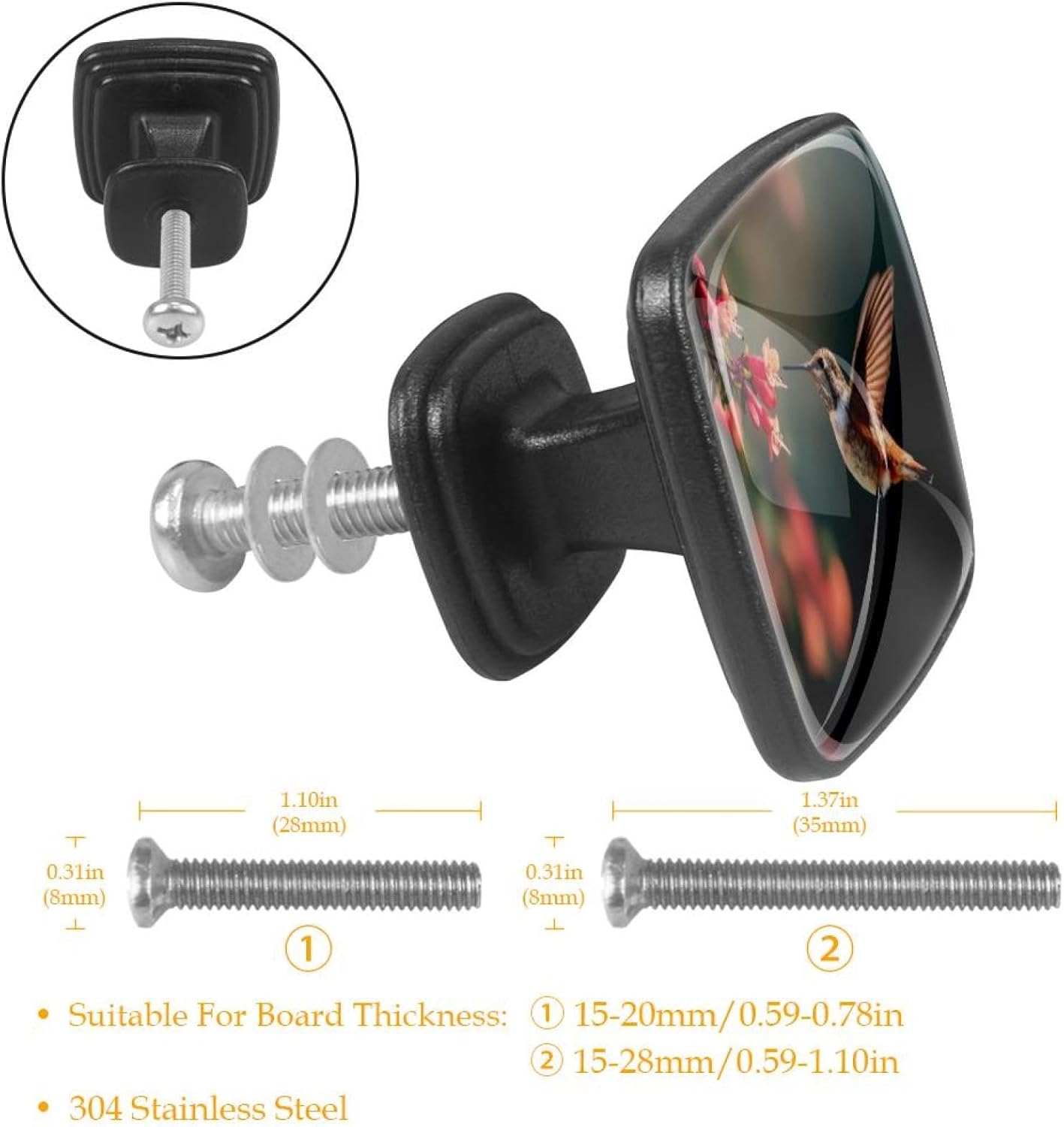 4 Pack Cabinet Knobs Drawer Pulls, 30mm Round ABS Glass Drawer Hardware Growing Butterfly Cabinet Handles with Screws for Dressers Kitchens Cupboard