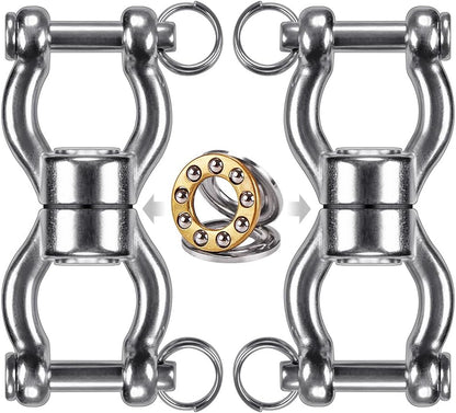 SELEWARE Silent Bearing Swing Swivel, 360° Rotational Device Hanging Accessory with Removeable Buckle for Tree Swing, Hammock Chair, Climbing Rope, Yoga, Kids Swing Swivel 1200LB Capacity, 2 Pack