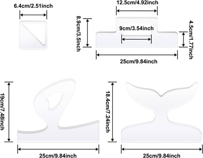 Router Templates, 4pcs Acrylic Charcuterie Board Handle Template, LYMOI Clear Cut Board Thick Handle Template, Angled Curvy Tracing Stencils Cut Guide Tools for Kitchen Woodworking. (Style 1)