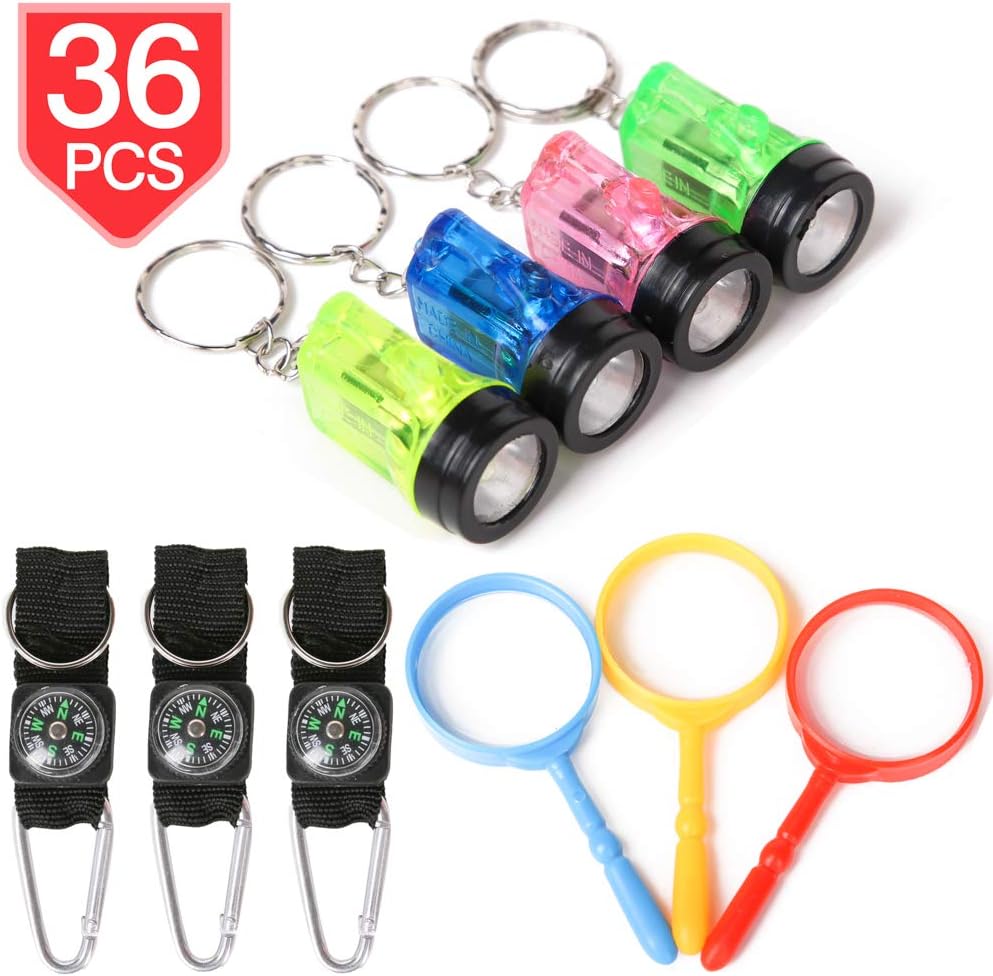 PROLOSO Nature Exploration Kit Outdoor Games Party Favors Toys for Kids Perfect for Adventure Theme Parties, Explorer, Camping, Hikes, Scouts 36 Pack